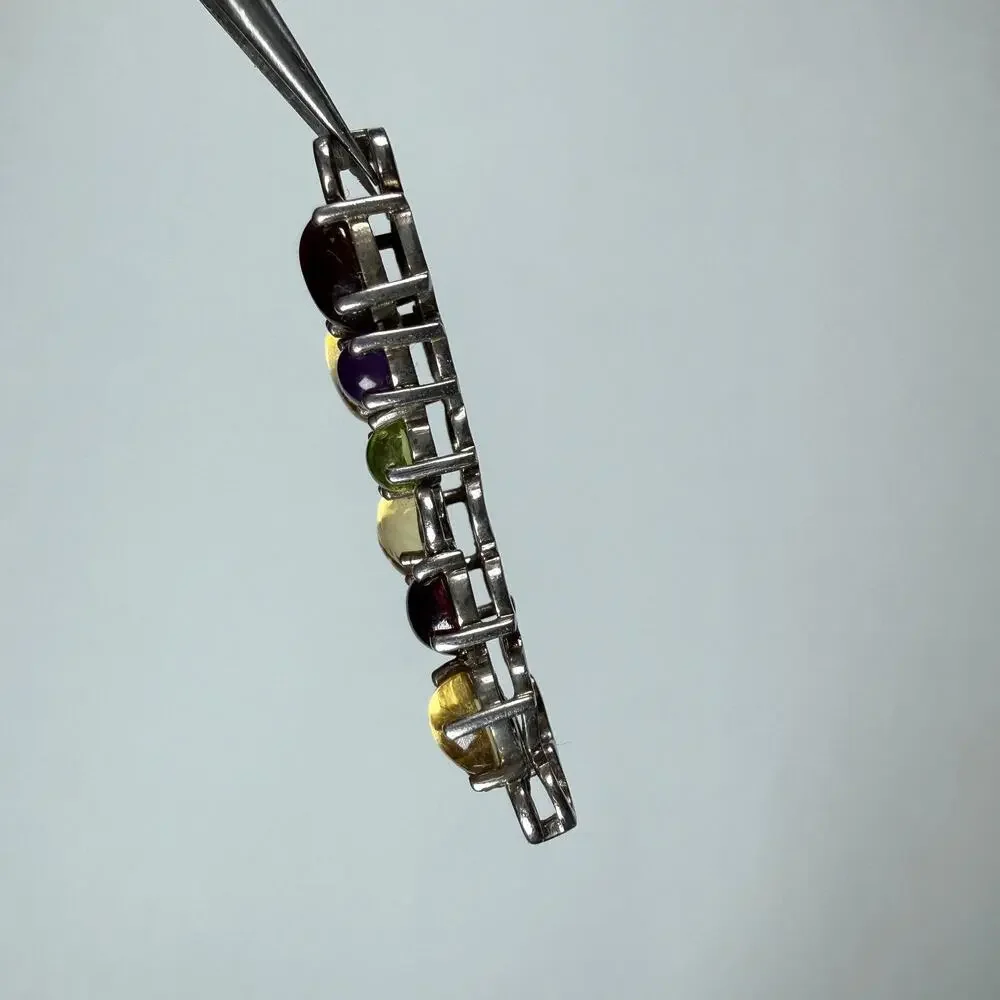 Sterling Silver 925 Talbot's Multicolor Gem Gripoix Style pendant 4.74g vintage